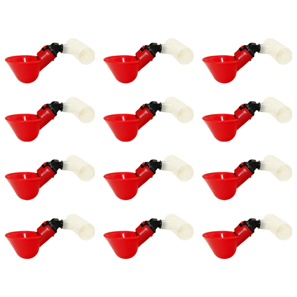 Twelve (12) Automatic Waterer Drinker Cups Clear Plastic Tee Chicken Poultry