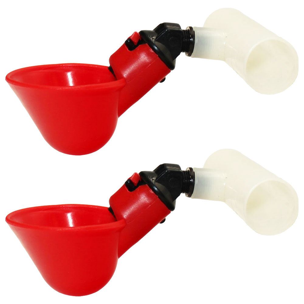 (2) Automatic Drinker Cups & 1/2" Clear Tee Fitting Chicken Water Poultry