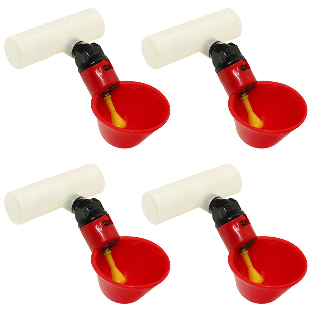 Four (4) Poultry Water Drinking Cups Pipe Fitting Chicken Automatic Drinkers