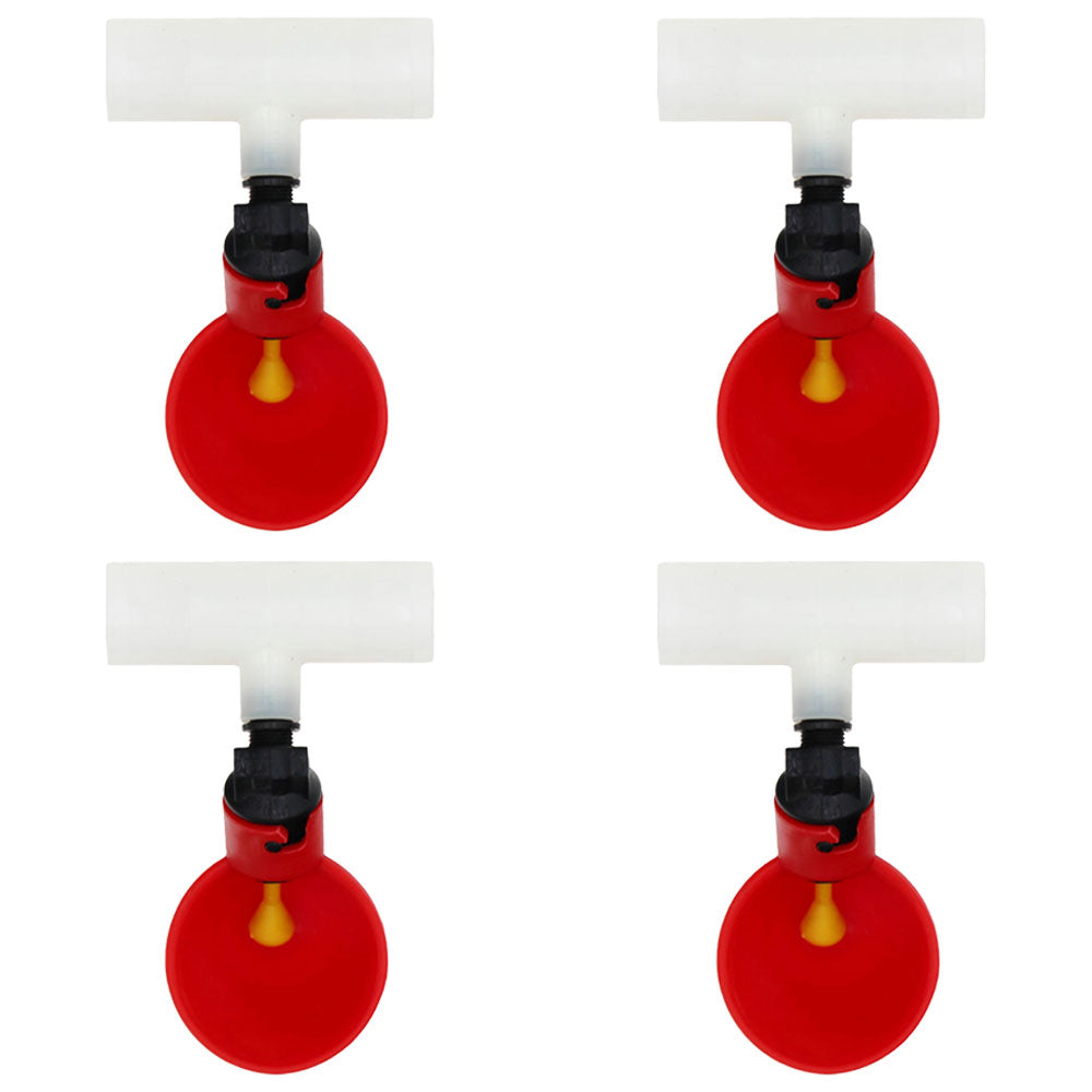 Four (4) Poultry Water Drinking Cups Pipe Fitting Chicken Automatic Drinkers