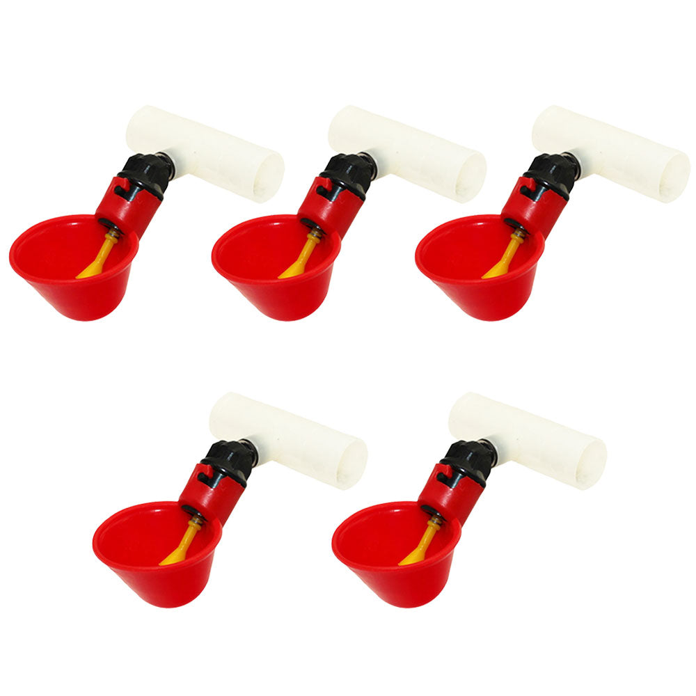 Five (5) Poultry Water Drinking Cups Pipe Fitting Chicken Automatic Drinker