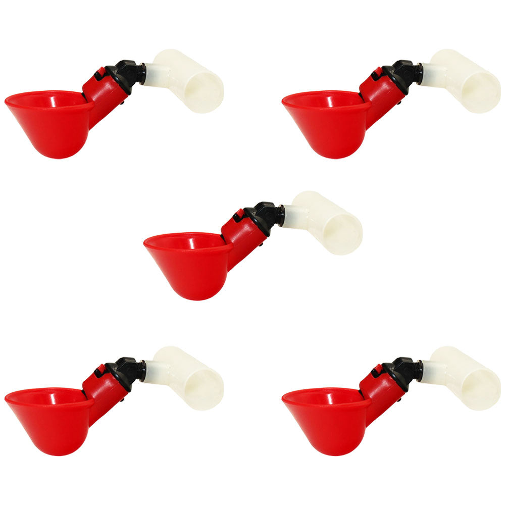 Five (5) Poultry Water Drinking Cups Pipe Fitting Chicken Automatic Drinker
