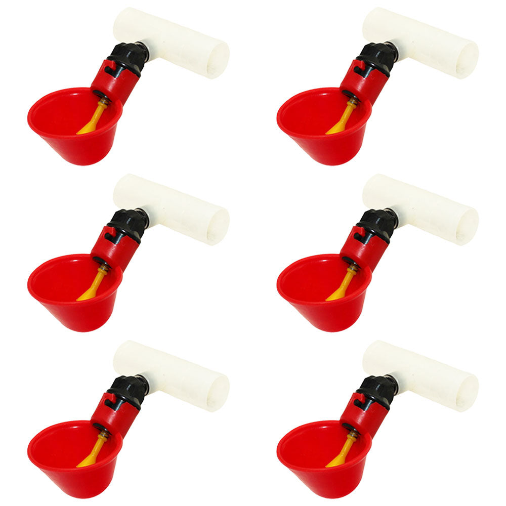 Six (6) Chicken Water Drinking Cups and Pipe Fitting Poultry Automatic Drinker