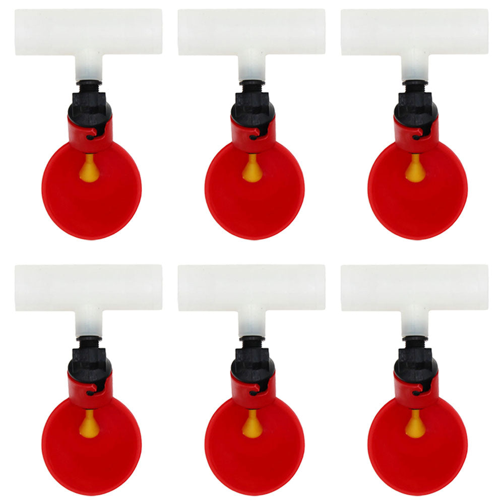 (6) AUTOMATIC WATERER DRINKER CUPS & 1/2" PVC TEE FITTING CHICKEN WATER POULTRY