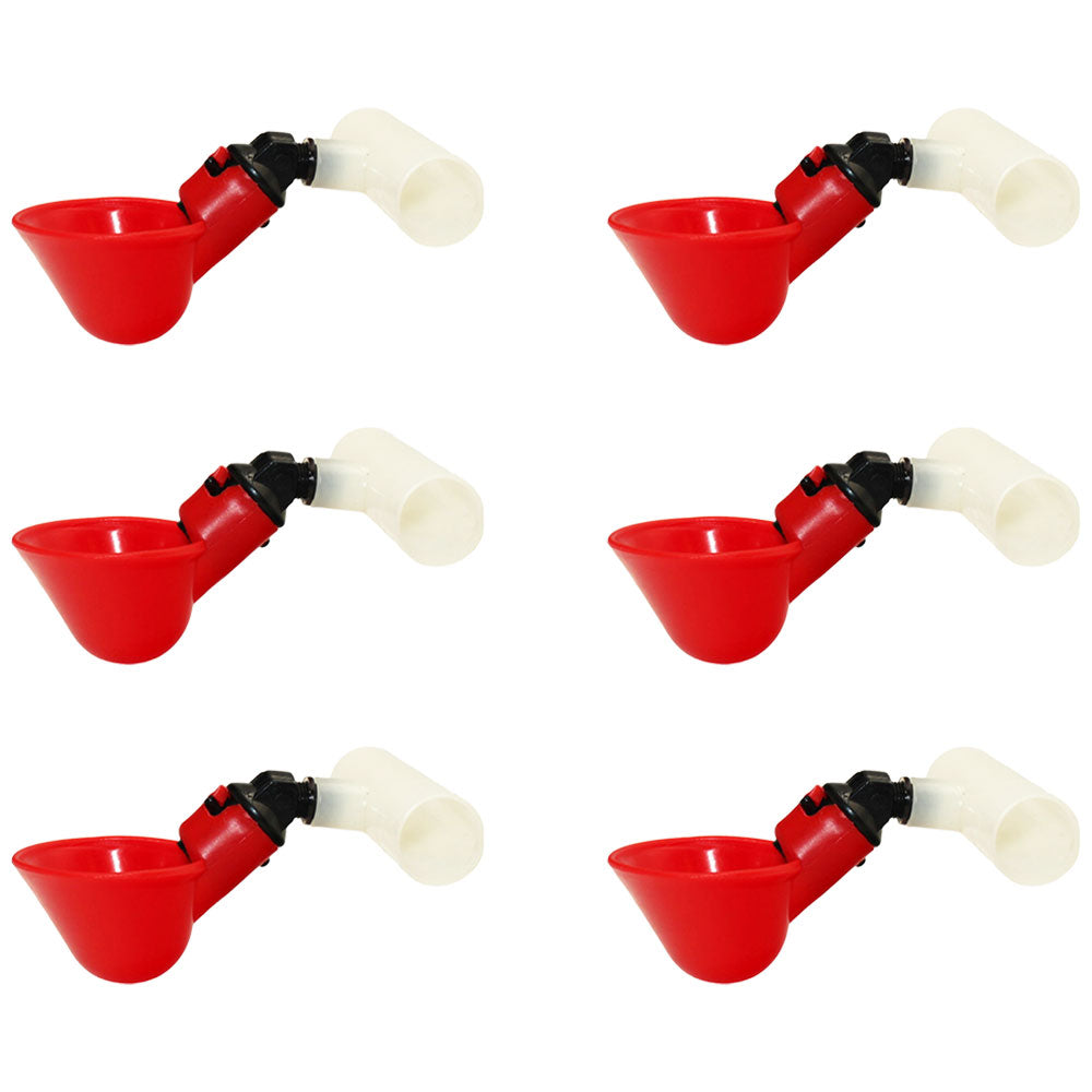 Qty 6 Automatic Drinker Cup w/ Clear Plastic Fitting Fits Universal Products