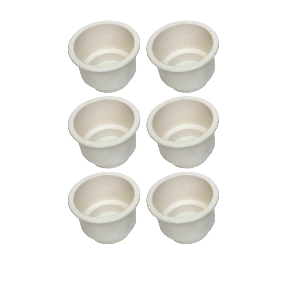 Six (6) Two Tiered White Plastic Cup Holder For Boats RVs Car Truck Pool Table
