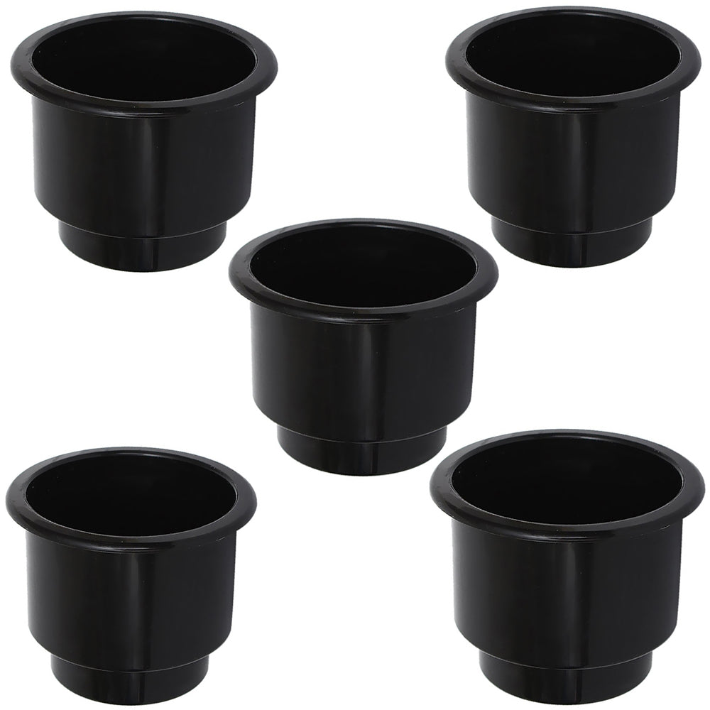 Five (5) Plastic Black Drink Holder With Drain Hole for Cars RVs Campers Boats a