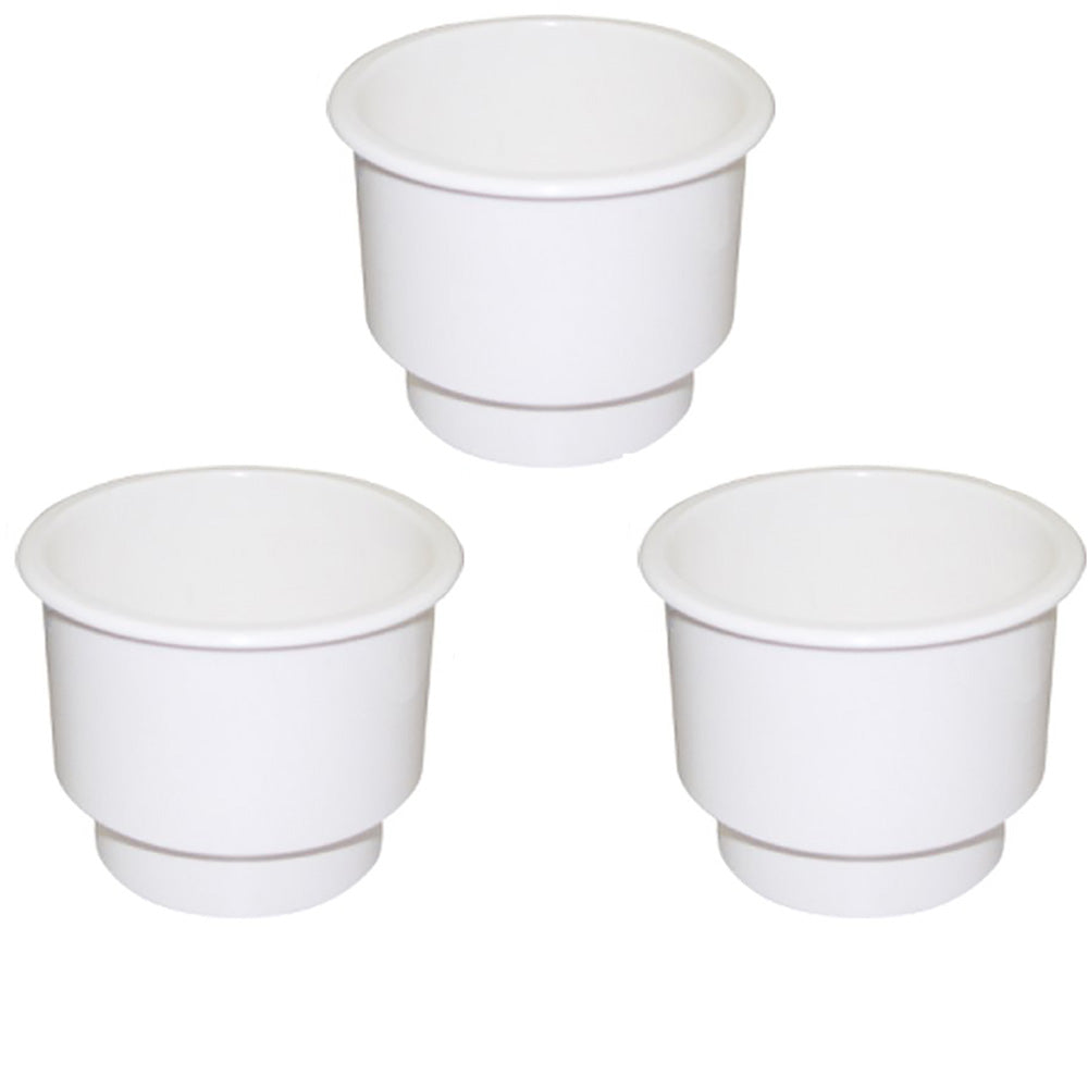 3Pcs Stablized Recessed White Plastic Drink Cup Holder Insert for Boat/Car