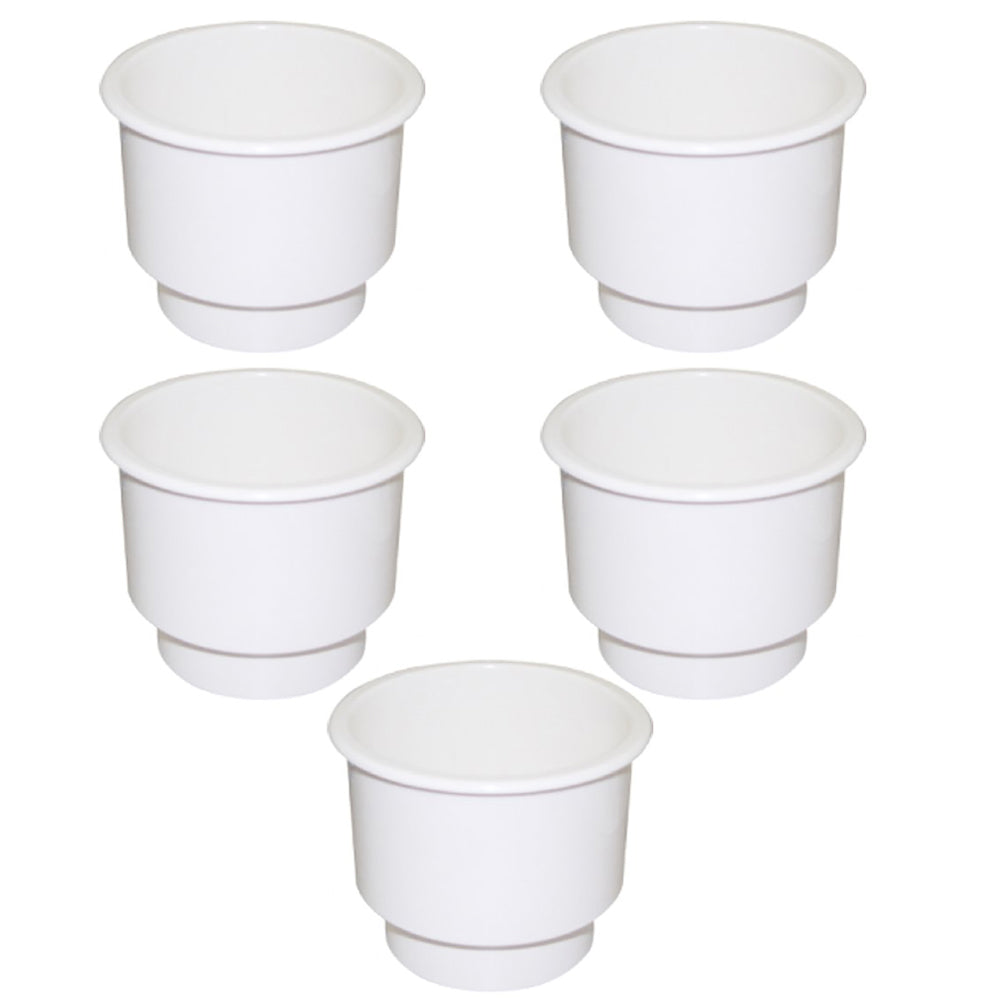 5pcs White Recessed Plastic Cup Drink Can Holder withDrain Universal Boat Marine