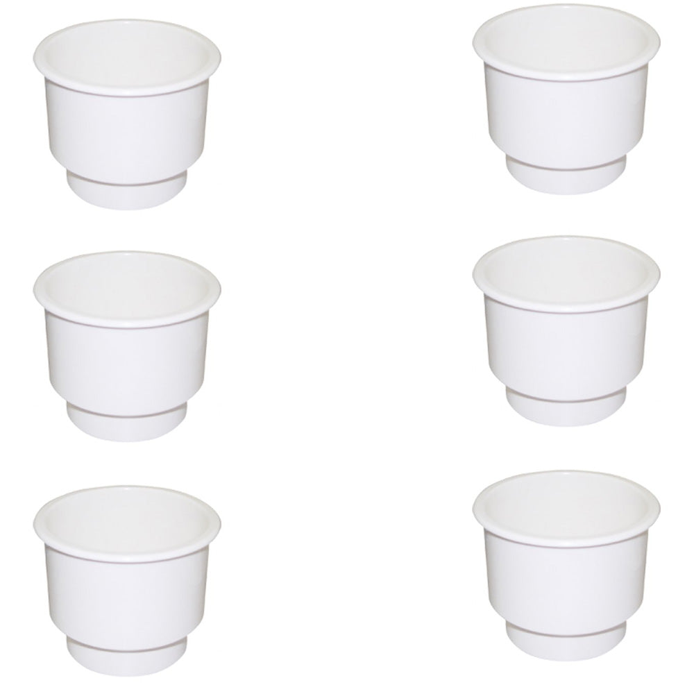 Six New White, Plastic, Two-Tiered Cup-Holder With Drain Hole Used For Boats, RV