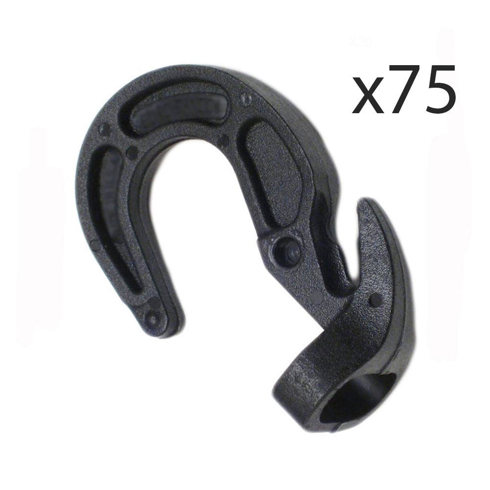 (75)Pack of Shock Cord Hooks Adjustable for Rubber Bungee Bungie Tarp Boat Cover