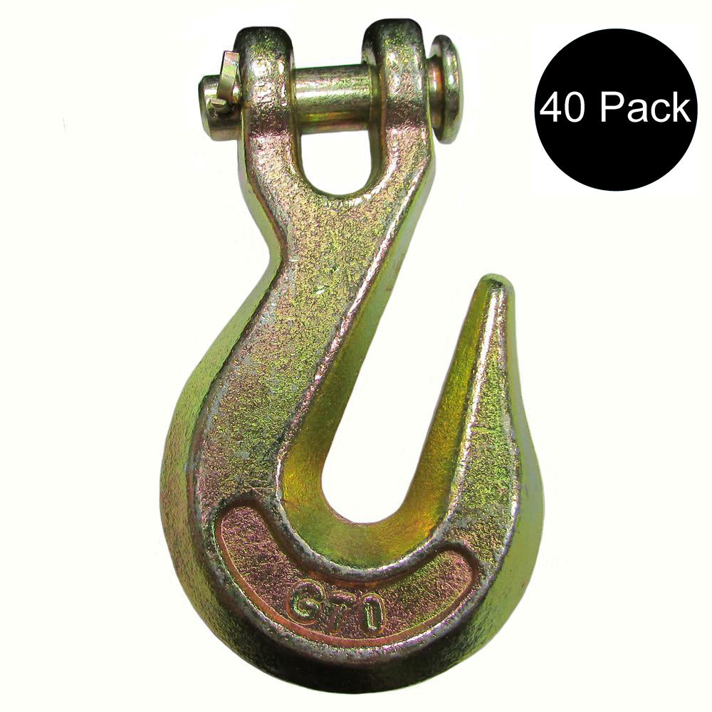 Qty 40 Heavy Duty 3/8" G70 Clevis Grab Hooks for Towing & Hauling