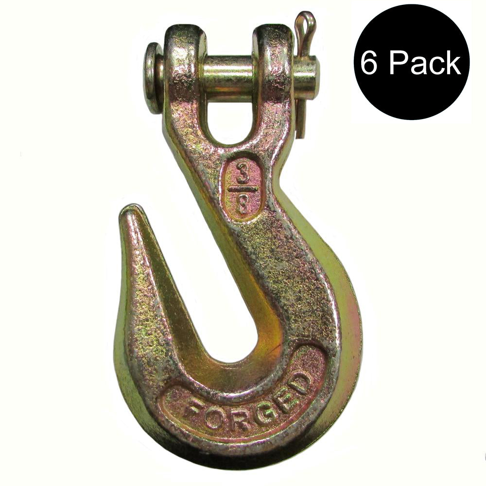 6 G70 3/8" Clevis Grab Hooks Wrecker Tow Chain Flatbed Truck Trailer Tie Down