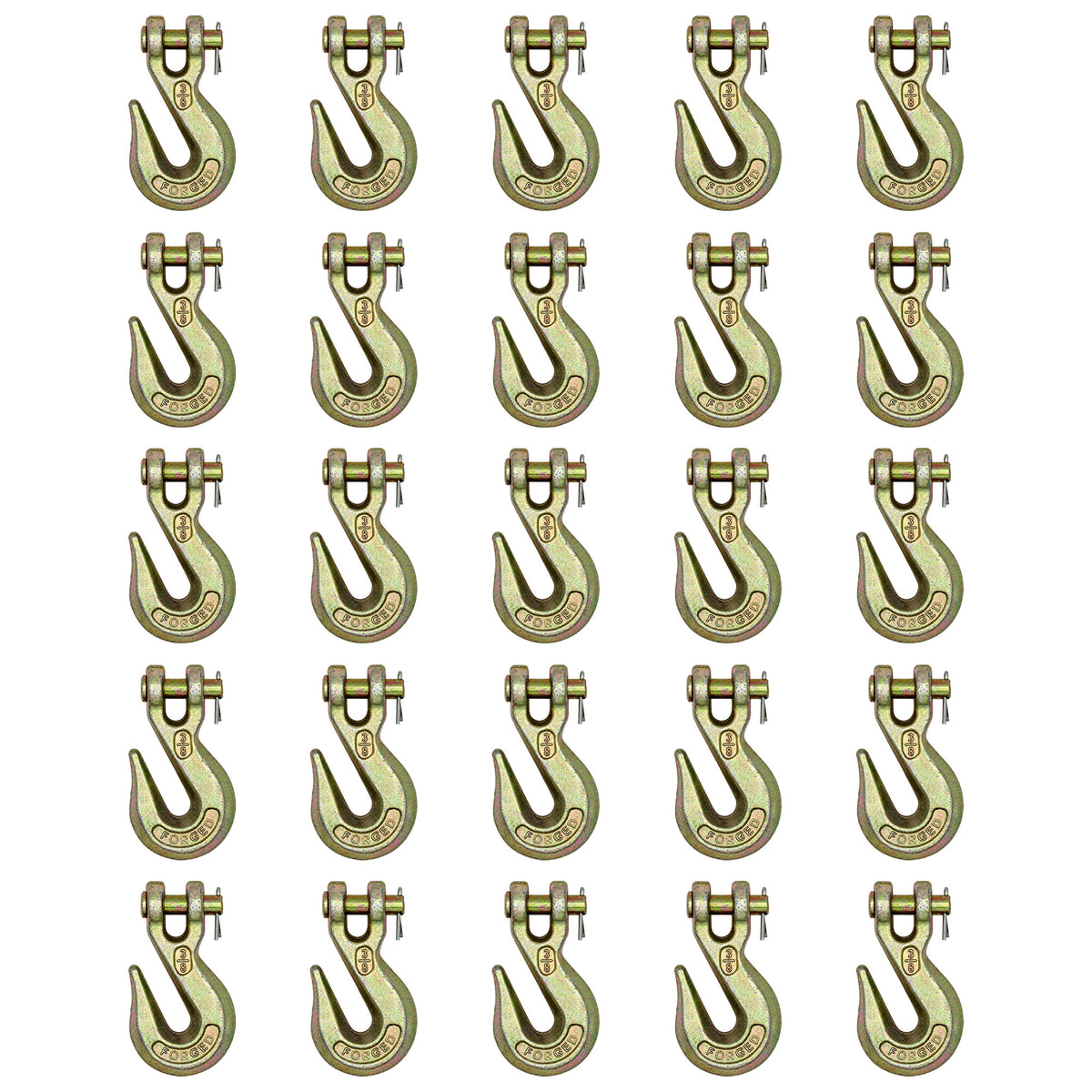 Twenty-Five 3/8" Clevis Grab Hooks for Wrecker Tow Chain Flatbed Trailer Tie Down