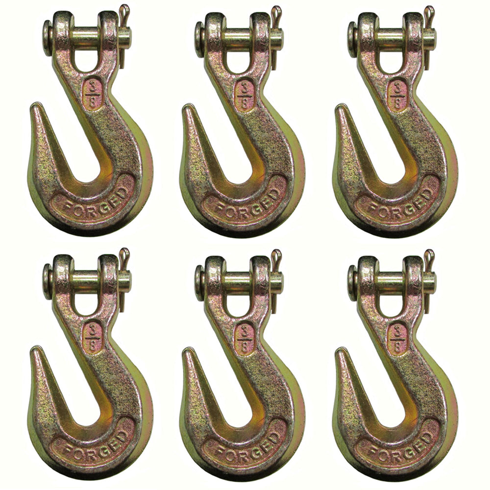 6 G70 3/8" Clevis Grab Hooks Wrecker Tow Chain Flatbed Truck Trailer Tie Down