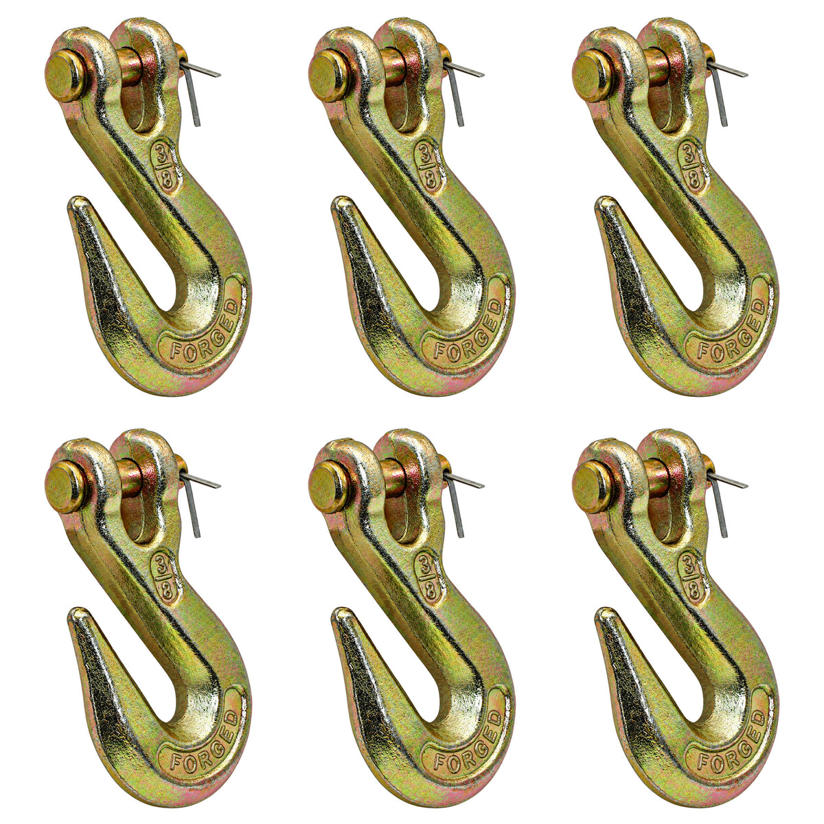 6 G70 3/8" Clevis Grab Hooks Wrecker Tow Chain Flatbed Truck Trailer Tie Down