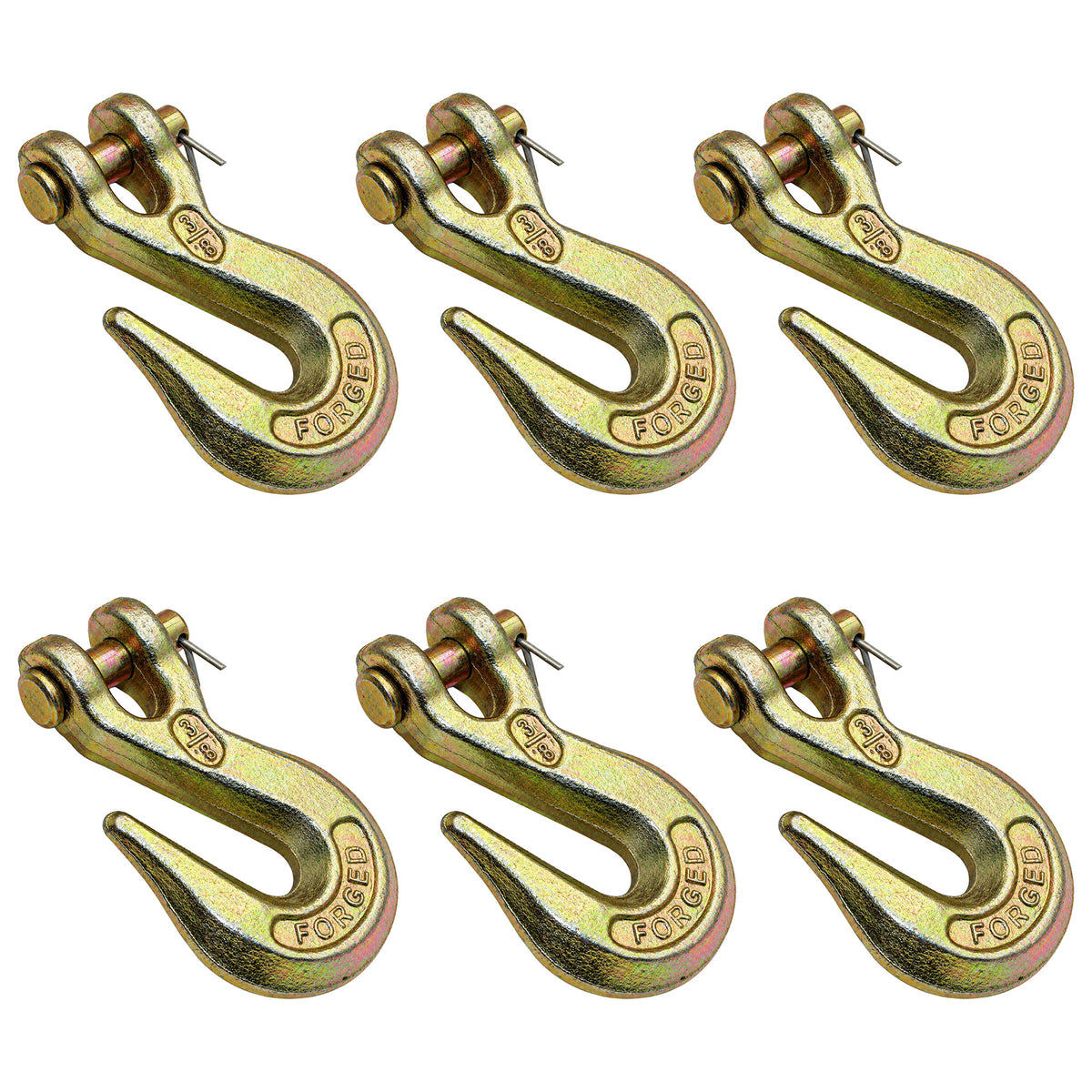 6 G70 3/8" Clevis Grab Hooks Wrecker Tow Chain Flatbed Truck Trailer Tie Down