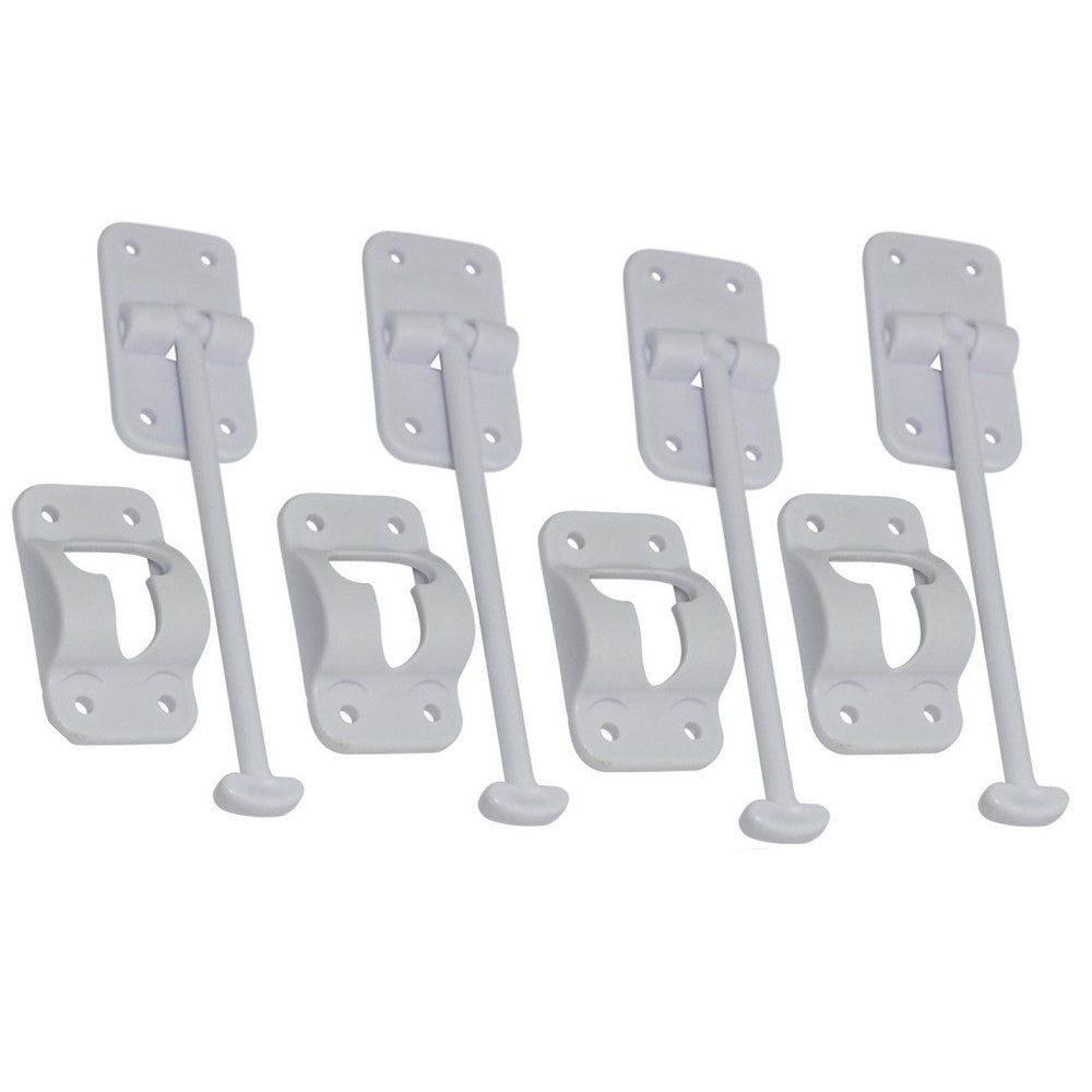 4 Sets - 6" T-Style Door Latch Holder RV Camper Trailer Cargo Hatch White