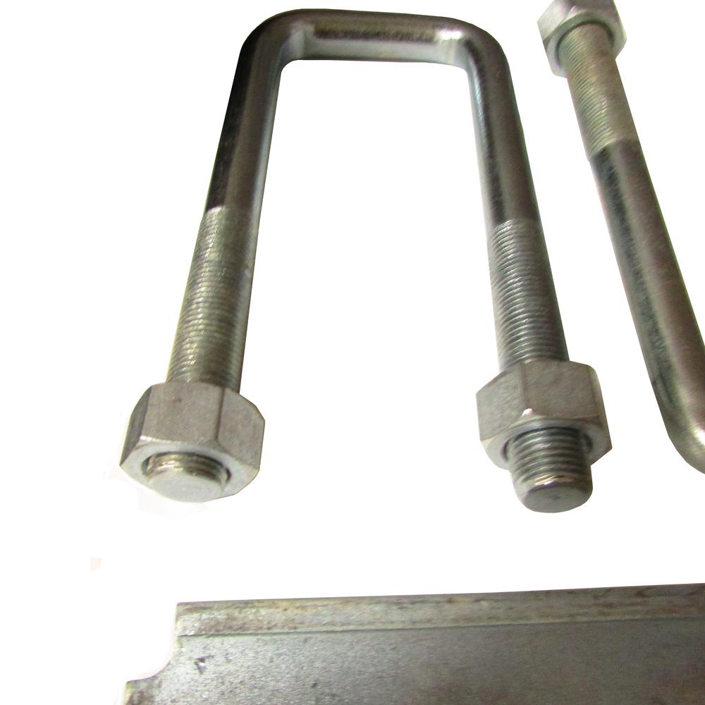 Square Marine Axle Tie Plate Kit 2" Head 9/16" Diameter Zinc Coated w/ Locknuts