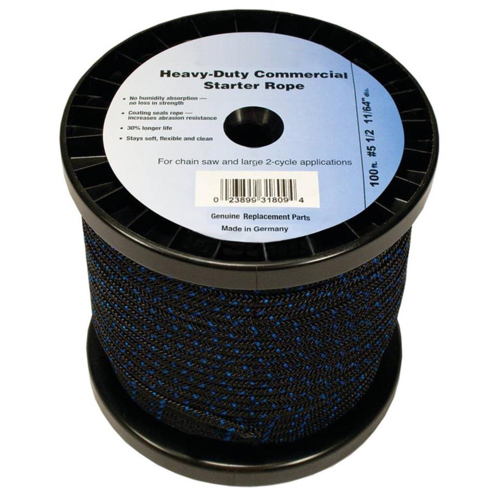 100' Starter Pull Rope True Blue #5 1/2 Solid Braid 11/64" Diameter Small Engine