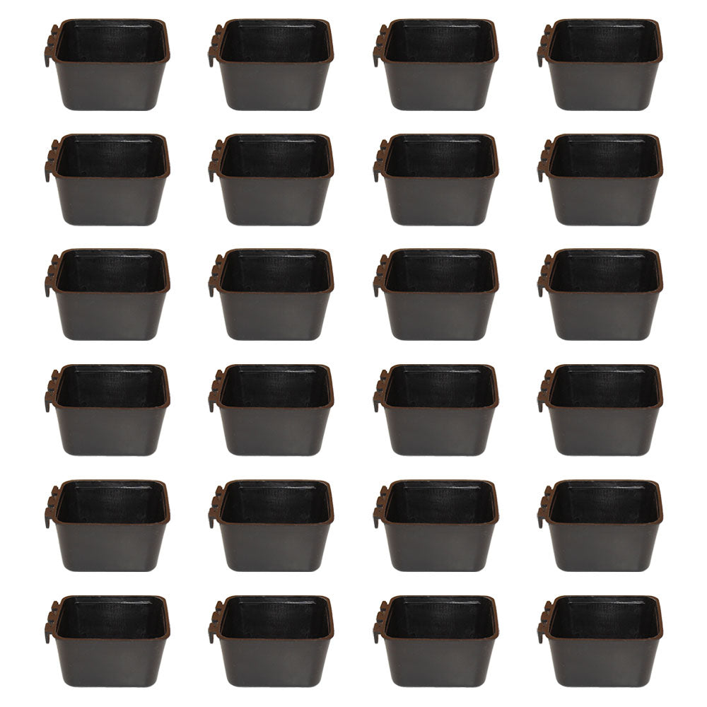Cage Cups 24-pk Black 1 Pint/16 fl oz Hanging Feed & Water Cups Chicken Poultry