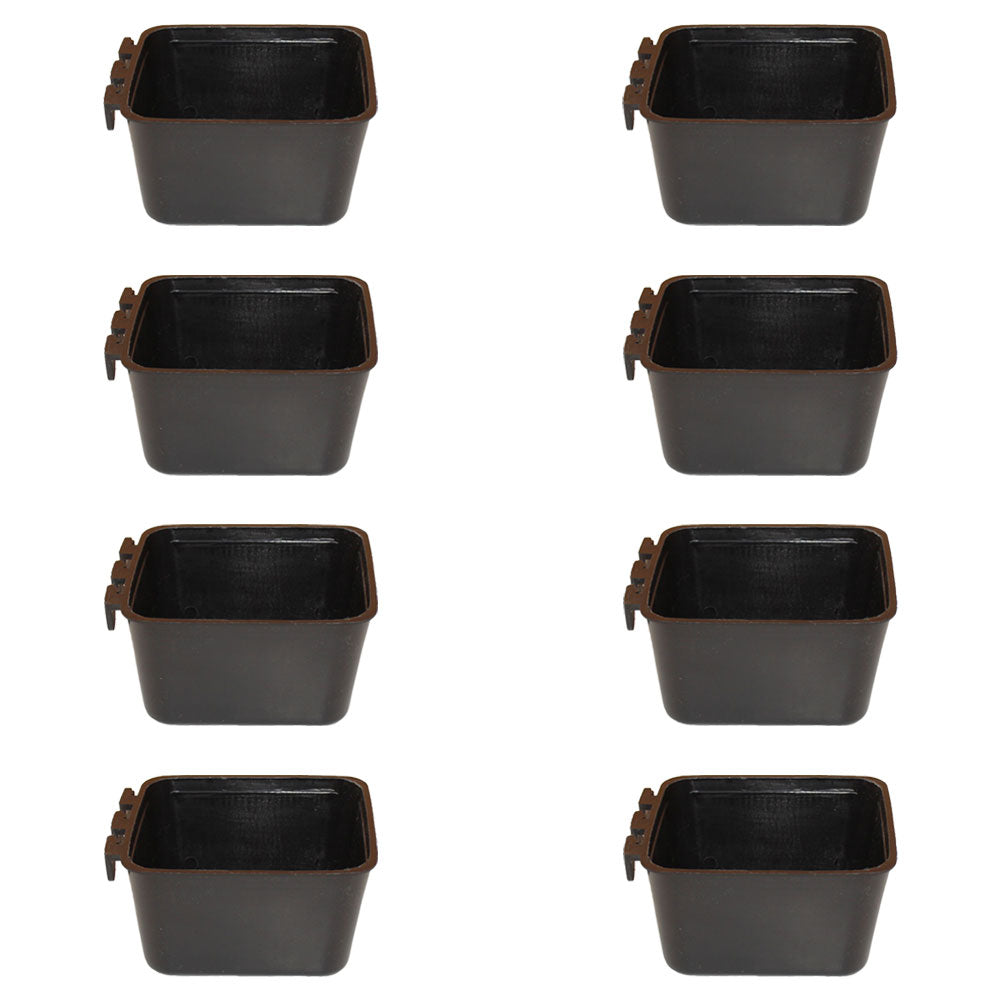 Cage Cups 8-pk Black 1 Pint/16 fl oz Hanging Feed & Water Cups Chicken Poultry
