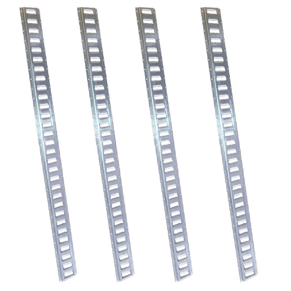 Set of 4 8' Horizontal Galvanized E-Track Tie-Down Rails For Truck Trailer