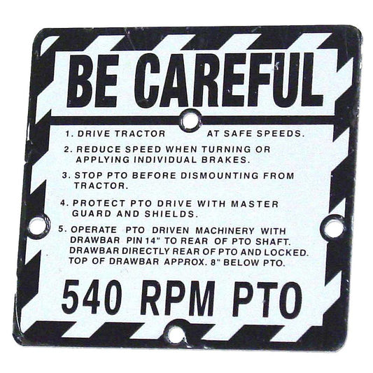 "Be Careful" Plate Fits John Deere Tractors From 1959 - 1960