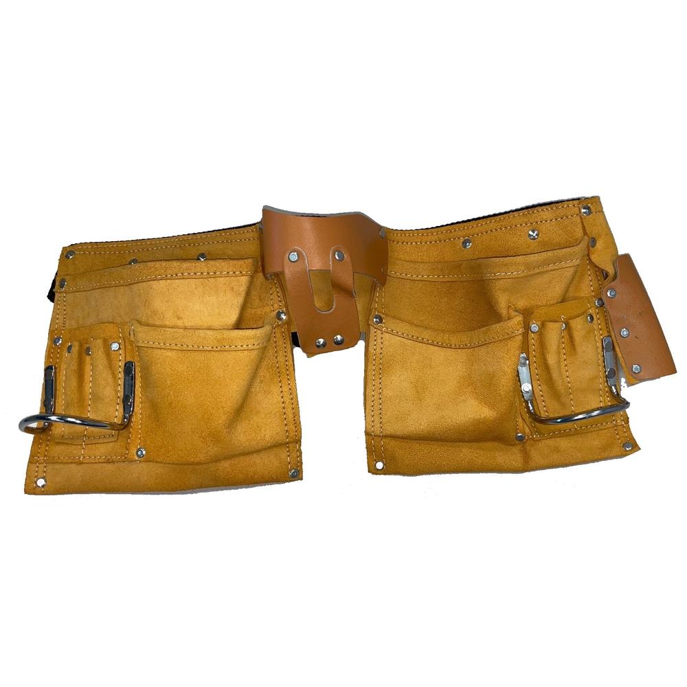 11 Pocket Leather Tool Belt w/ Quick Release Buckle Carpenter Construction Pouch