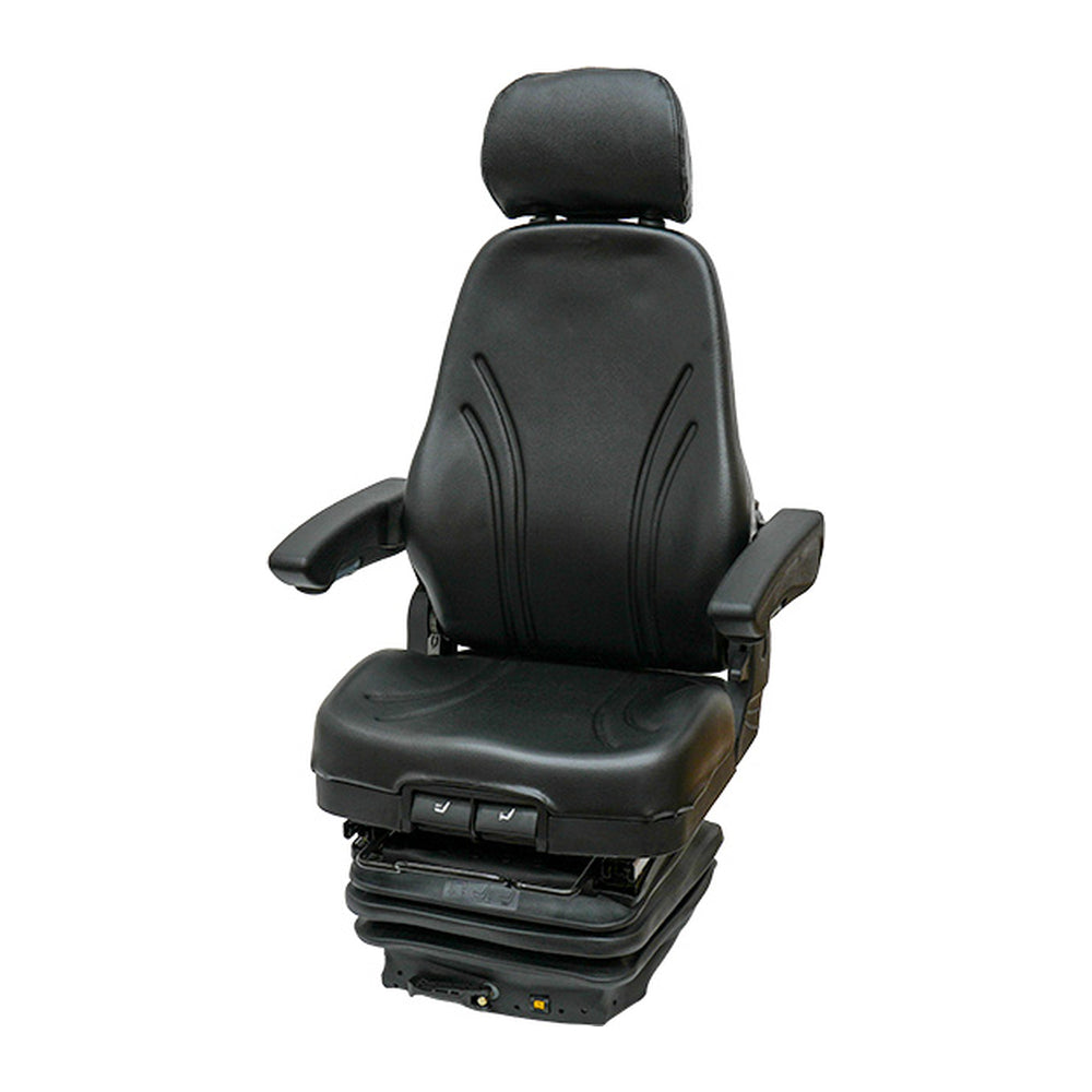 Heavy Duty Mechanical Suspension Black Vinyl Seat with Armrests for Excavators