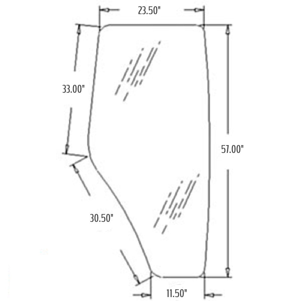 R198625 Cab Door Glass RH Fits John Deere Models: 5083E 5100E 5225 5420 5603