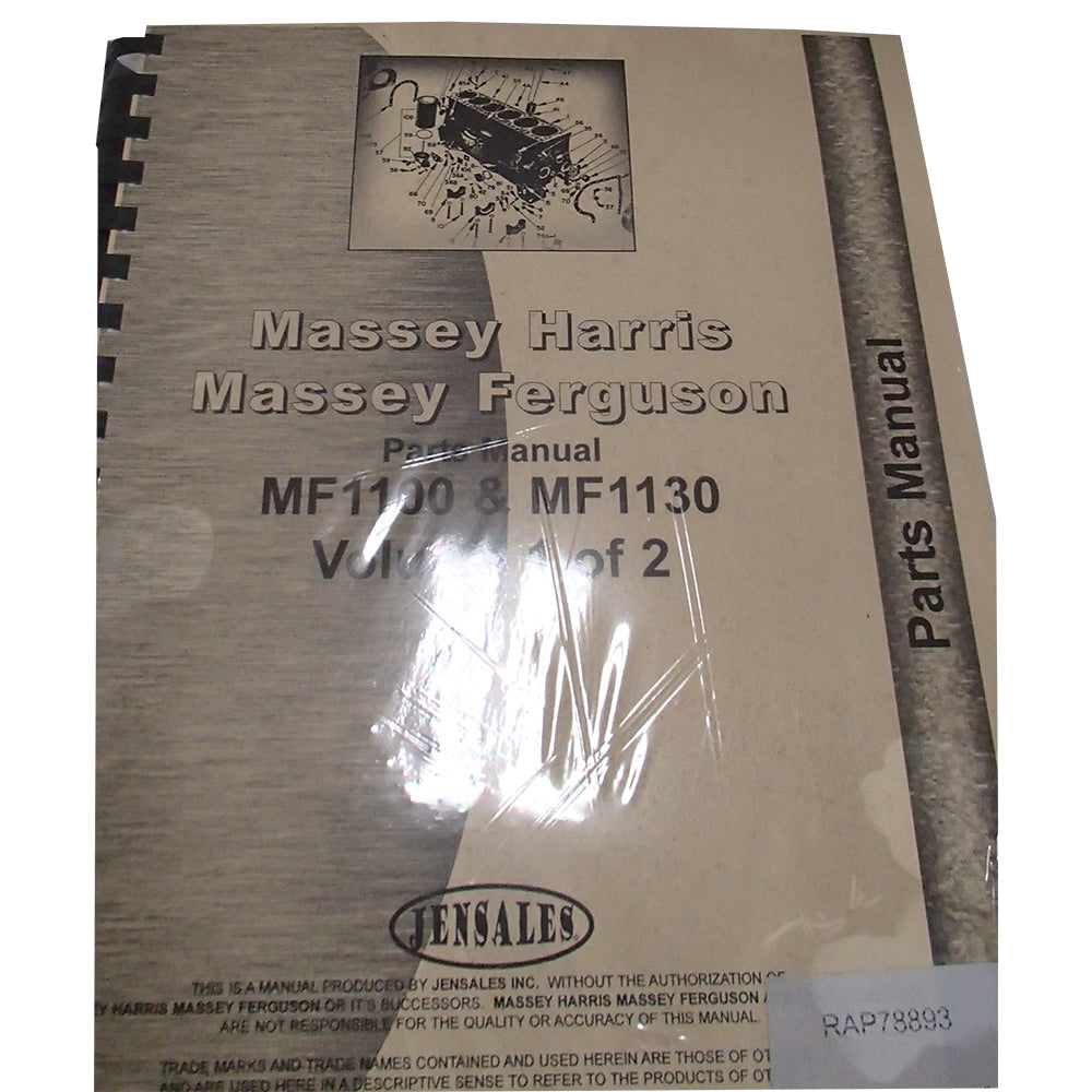 Parts Manual Fits Massey Ferguson Replaces MH-P-MF1100-30