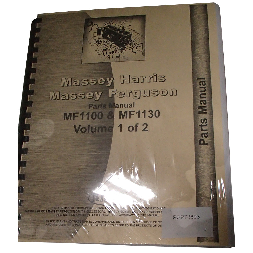 Parts Manual Fits Massey Ferguson Replaces MH-P-MF1100-30