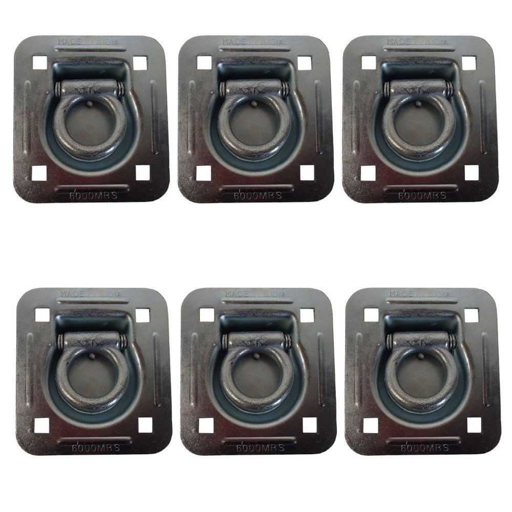 D-Ring Recessed 6,000 lb Cap. Trailer Tie down Anchor w/ Backing Plate 6-Pack
