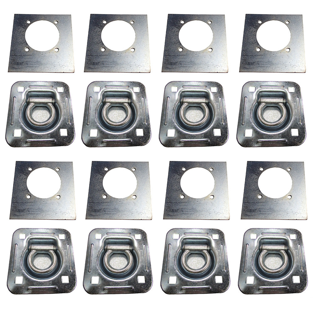 8 Recessed Floor D-Rings w/ Backing Plate Toy Hauler Enclosed Trailer Tie Downs
