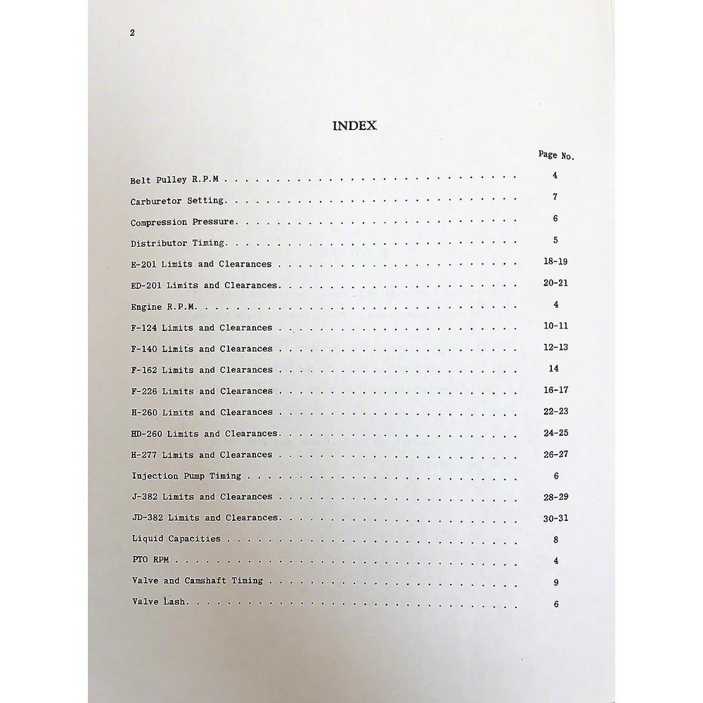 REP060 Manual -- MH Service Data For Tractor Engines Fits Massey Harris