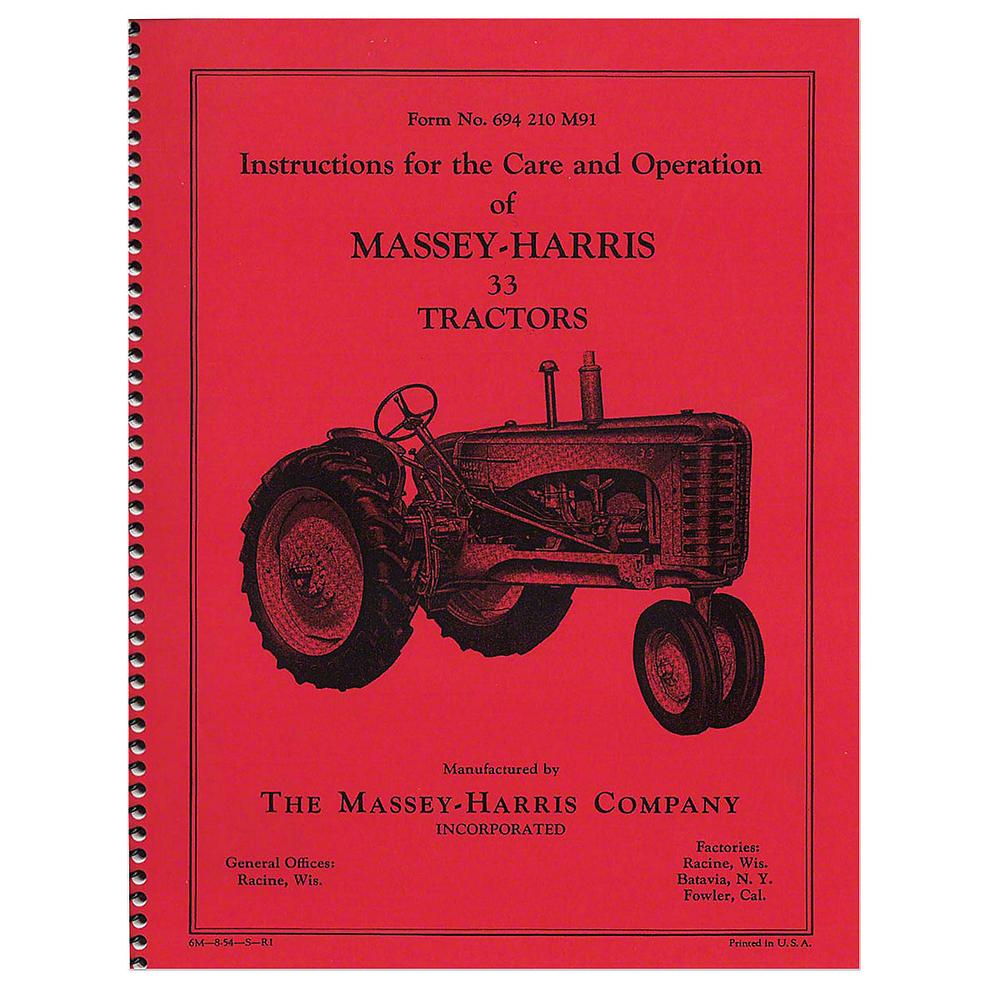 REP085 Operators Manual: MH 33 Fits Massey Harris