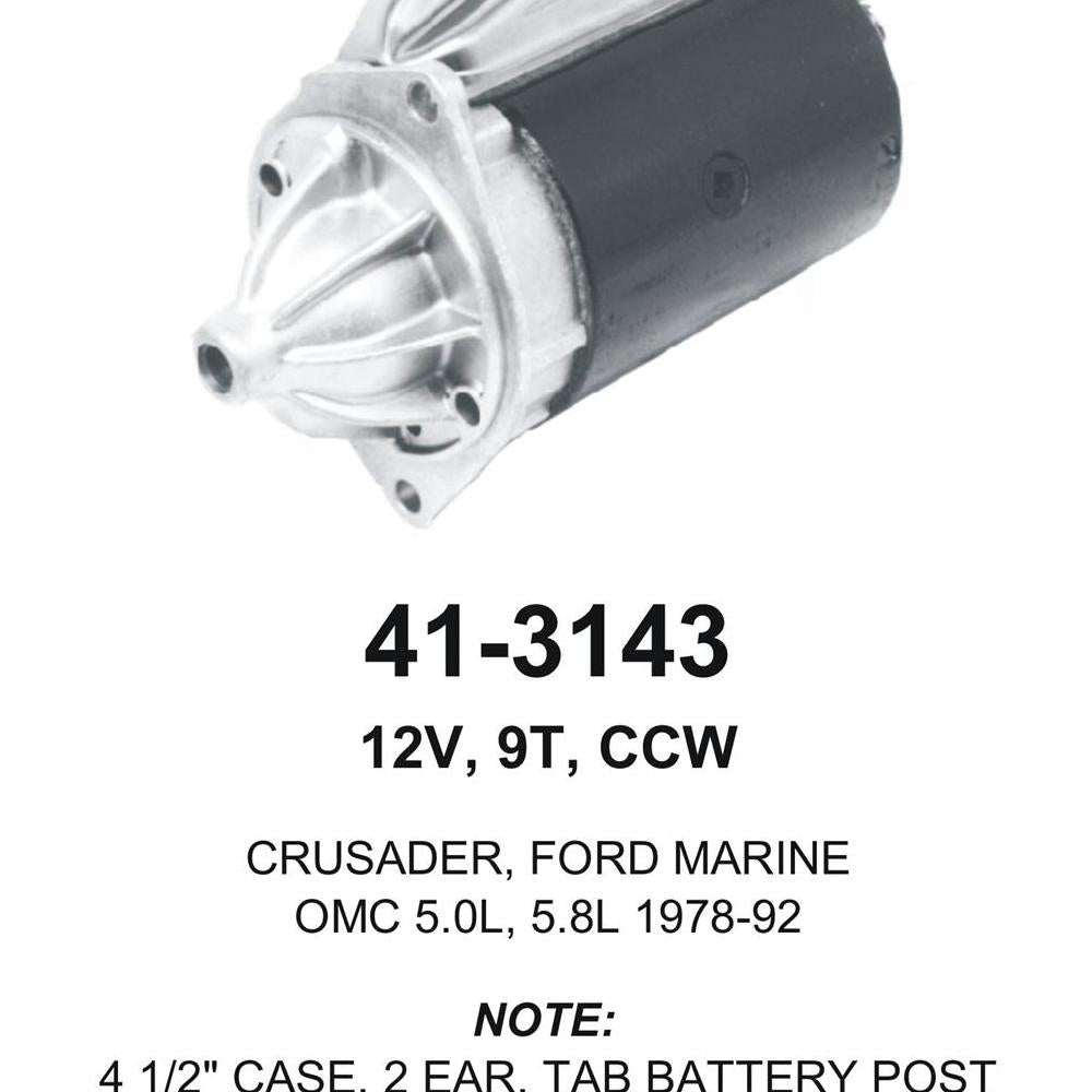 Starter — "FORD MARINE 4.5"" 9T CCW" Fits Mercruiser Replaces ROM3143N-USA