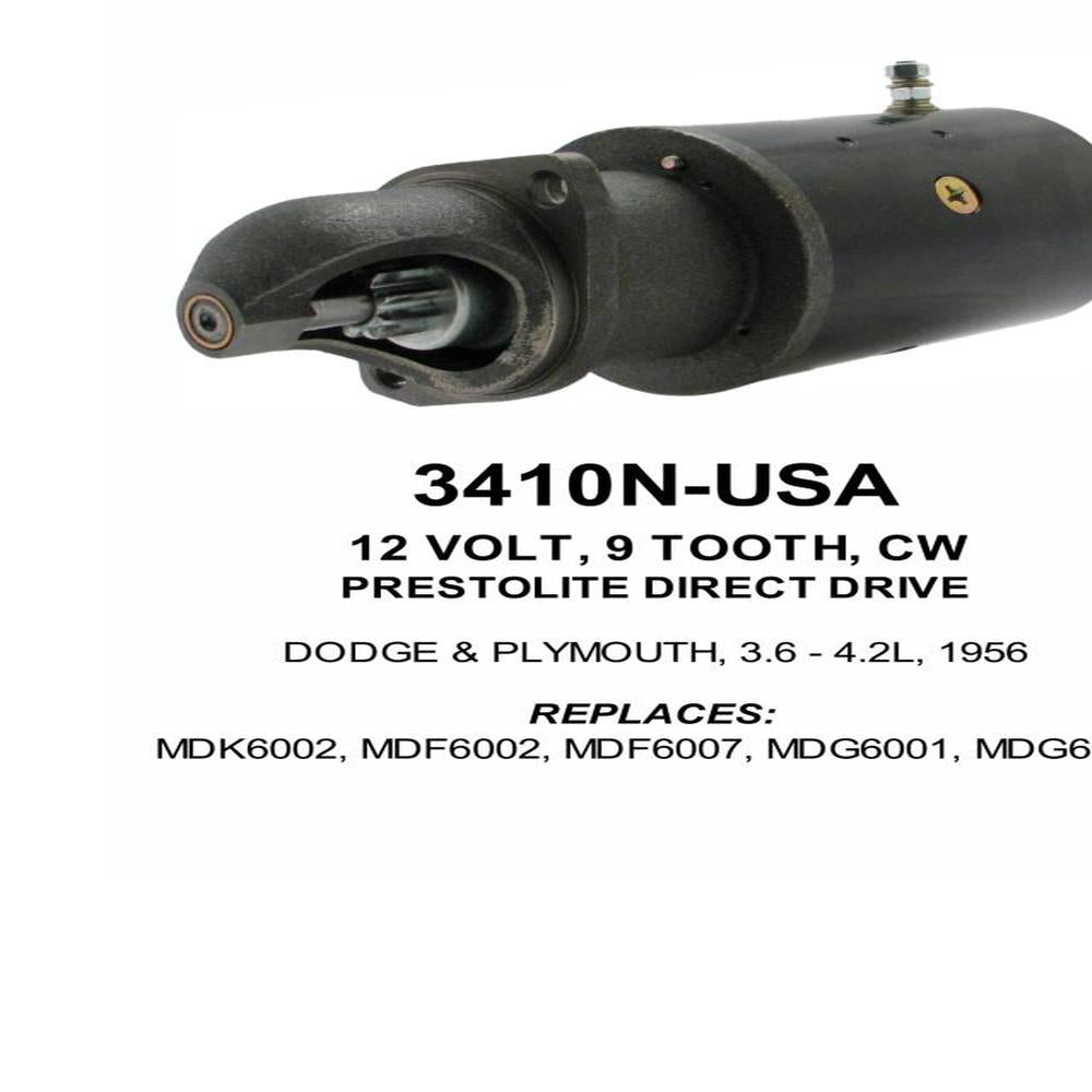 Starter — PREST STR 12V 9T CW Fits Plymouth Replaces ROM3410N-USA