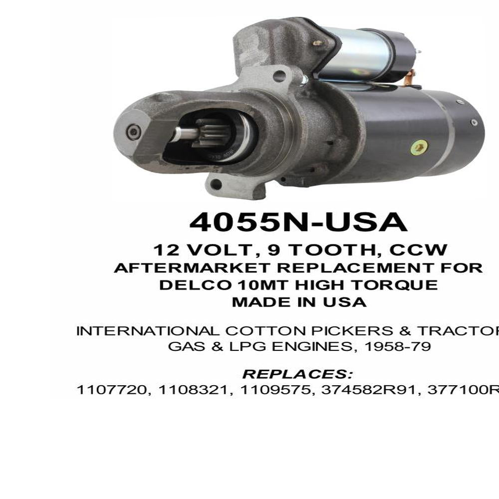 Starter — 10MT-HT 12V 9T CCW Fits International Replaces ROM4055N-USA