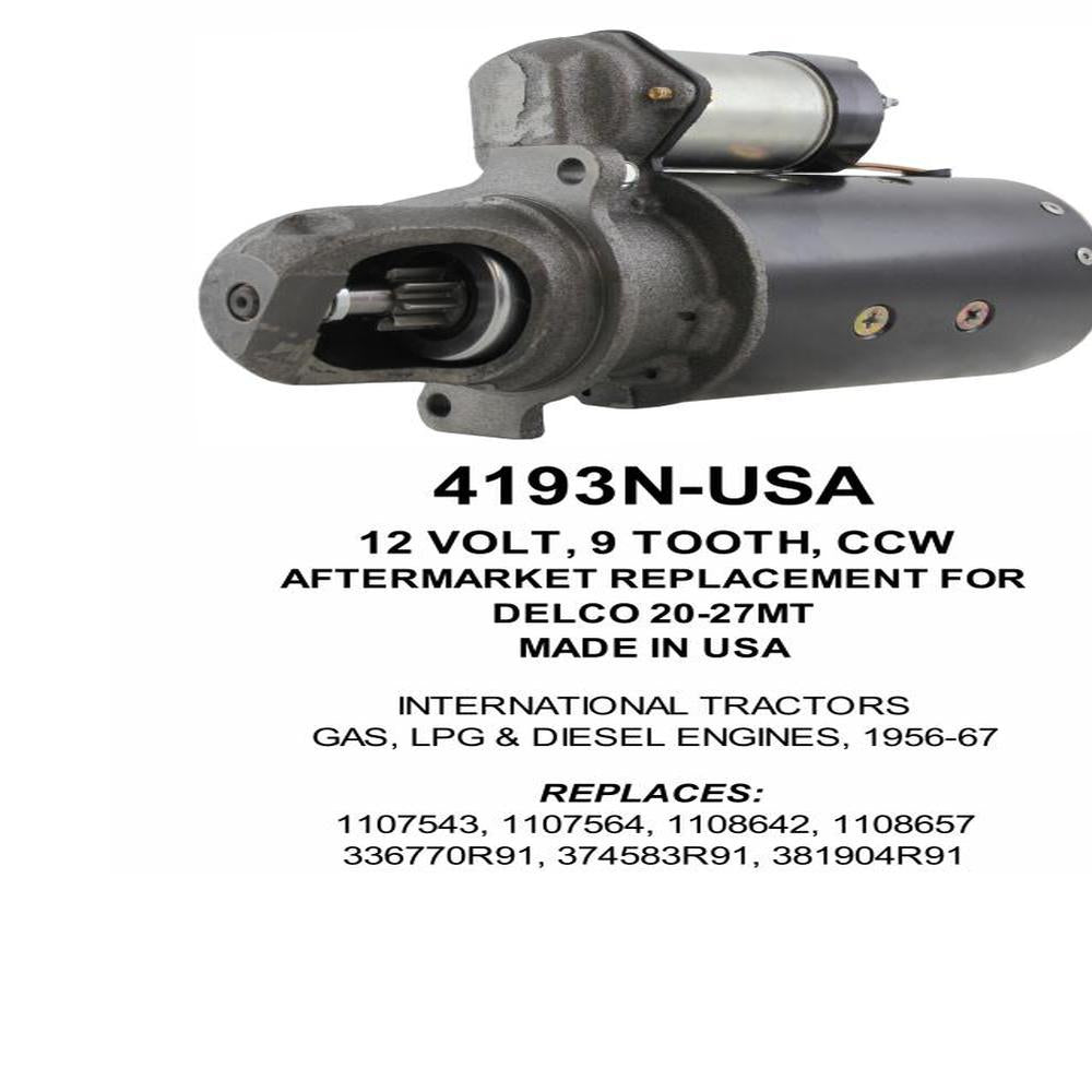 Starter — 25MT 12V 9T CCW IHC Fits International Replaces ROM4193N-USA