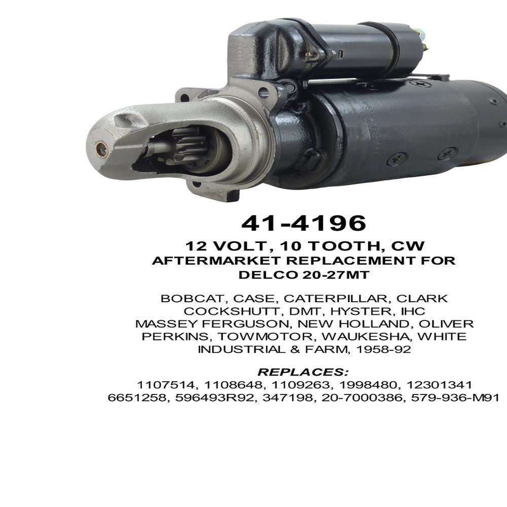Starter — 27MT 12V 10T CW F/L Fits International Replaces ROM4196N-USA