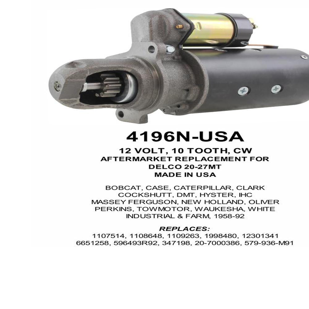 Starter — 27MT 12V 10T CW F/L Fits Bobcat Replaces 6630180