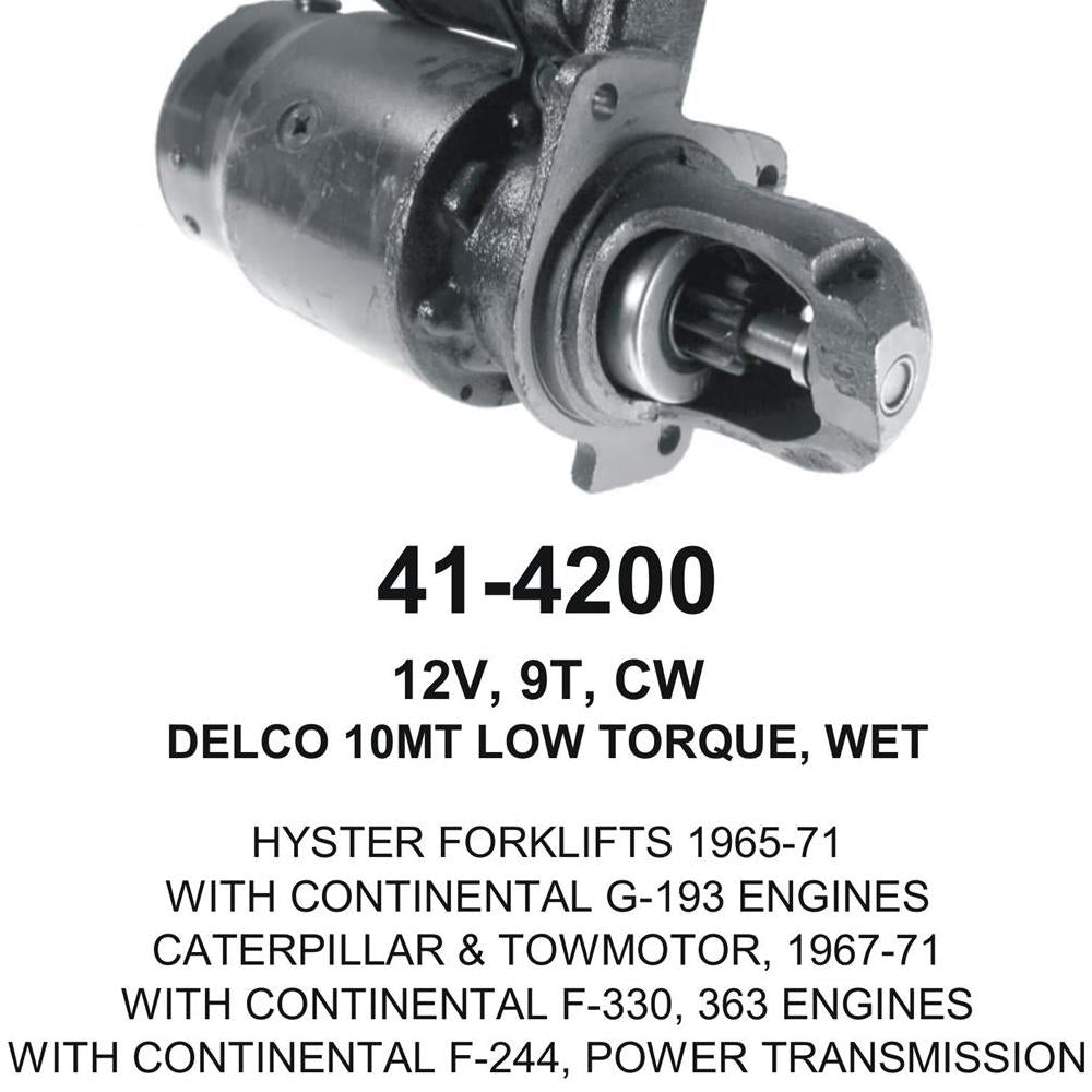 Starter — N- 10MT-HT 12V 9T WET Fits Caterpillar Replaces 655293