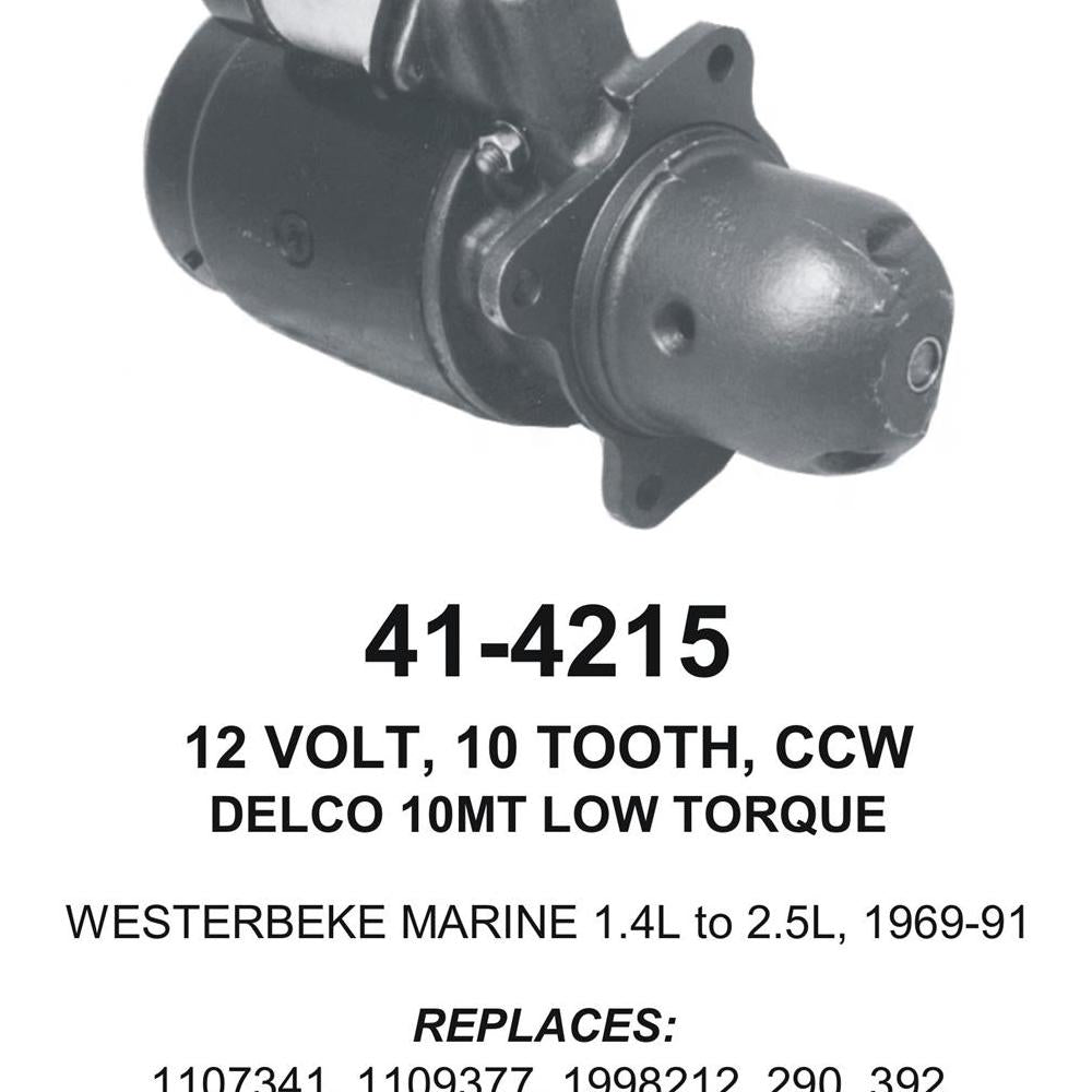 Starter — DELCO 10MT-HT 12V 10T CCW Fits Westerbeke Replaces ROM4215N-USA