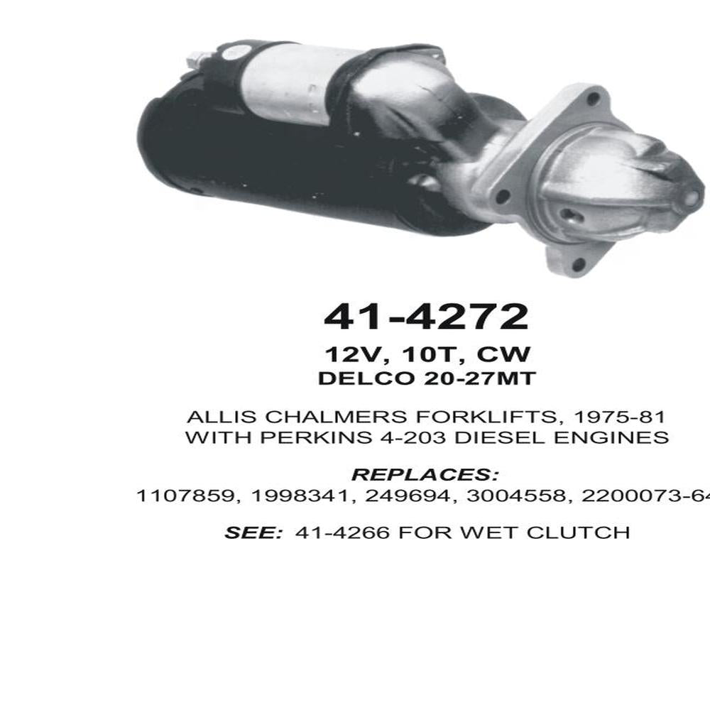 Starter — 27MT 12V 10T WET Fits Clark Replaces ROM4267N-USA