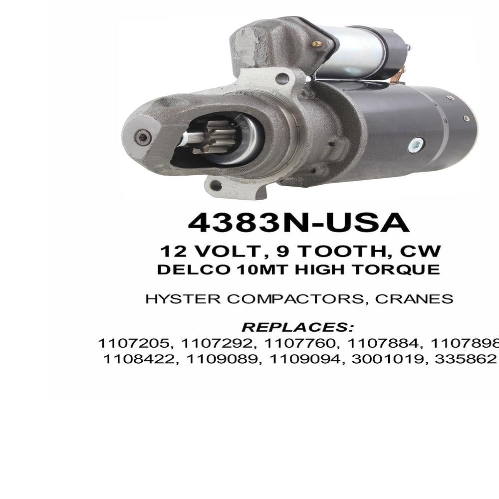 Starter — 10MT-HT 12V 9T CW F/L Fits Clark Replaces ROM4383N-USA