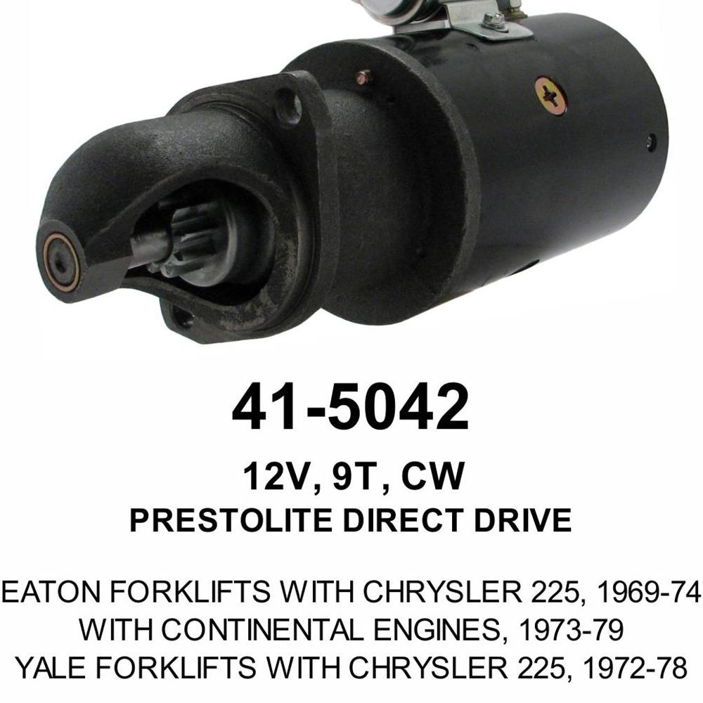 Starter — PREST STR 12V 9T YALE Fits Yale Replaces ROM5042N-USA