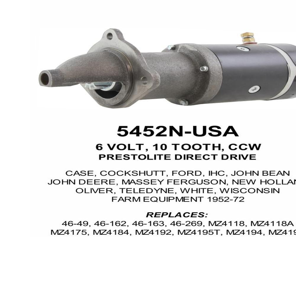 Starter — PREST STR 6V 9T CCW Fits Case IH Replaces ROM5452N-USA