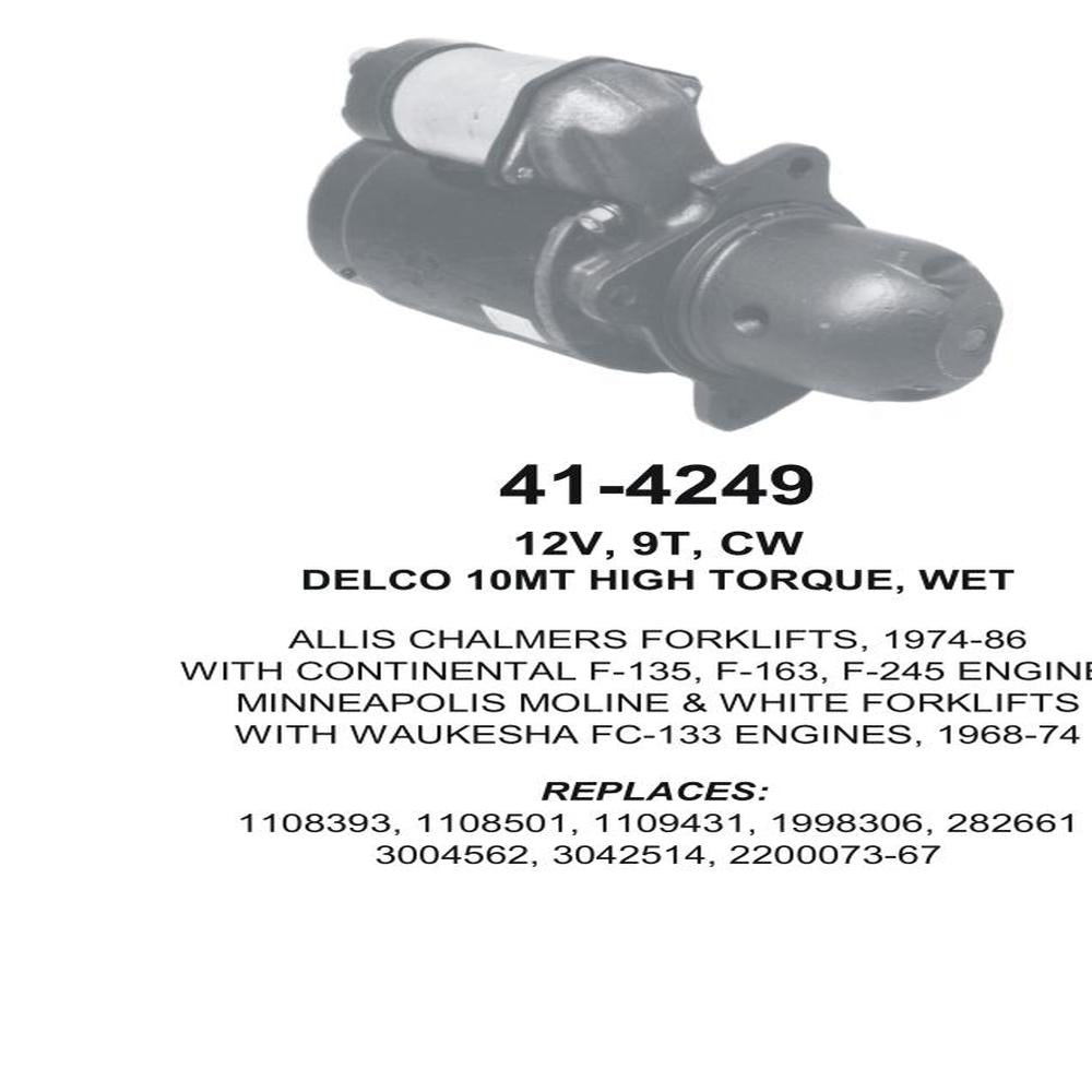 Starter — N- 10MT-HT 12V 9T WET Fits Allis Replaces ROM6178N-USA